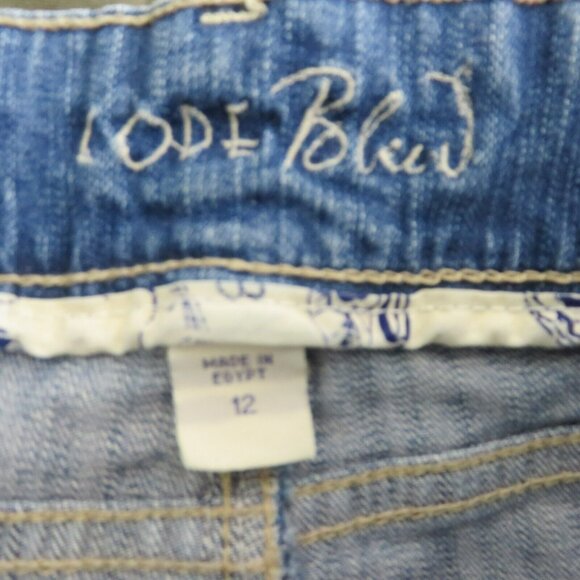 Code Bleu Capris Jeans Size 12 Blue Denim Wash Distressed Faded - Picture 7 of 10